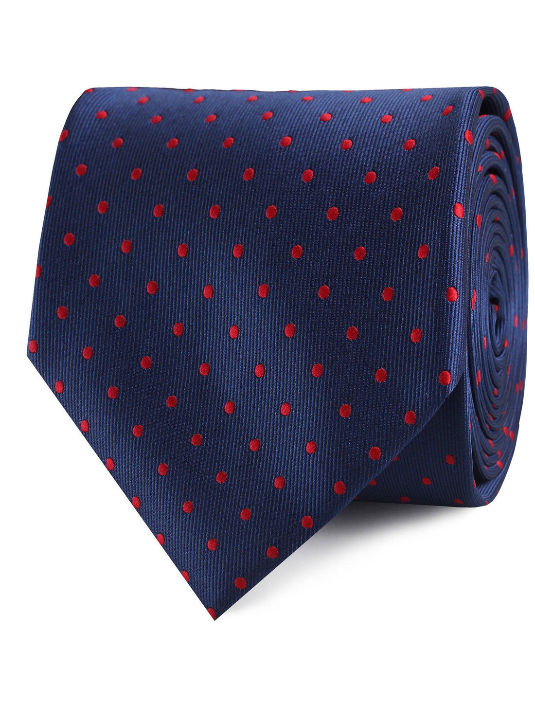 Navy on Red Mini Pin Dots Necktie