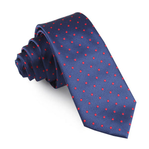 Navy on Red Mini Pin Dots Skinny Tie