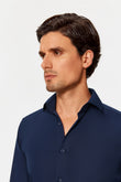 Newhouse Navy Poplin Easy Care Shirt