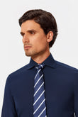 Newhouse Navy Poplin Easy Care Shirt