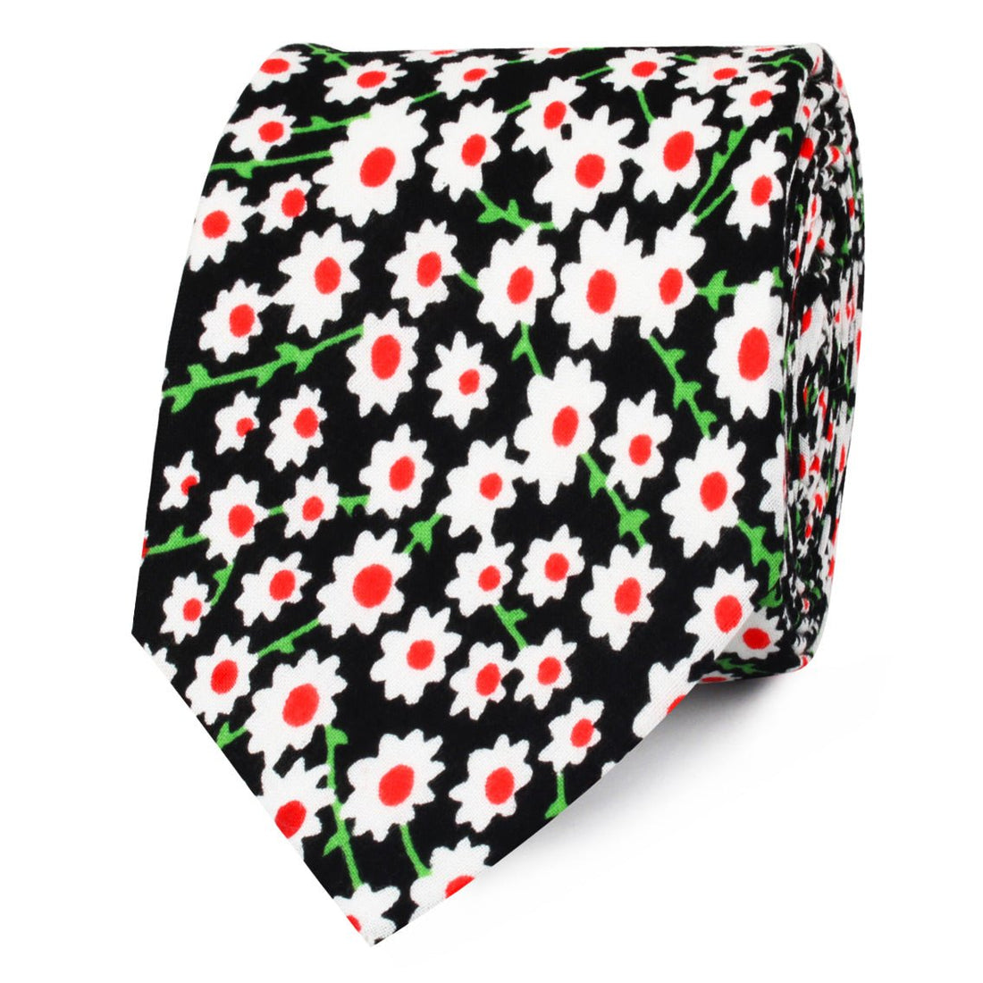 Nong Nooch White Flower Skinny Ties