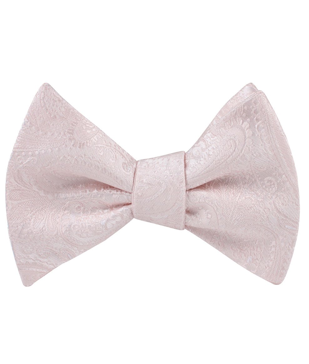 Nude Pink Paisley Self Tie Bow Tie