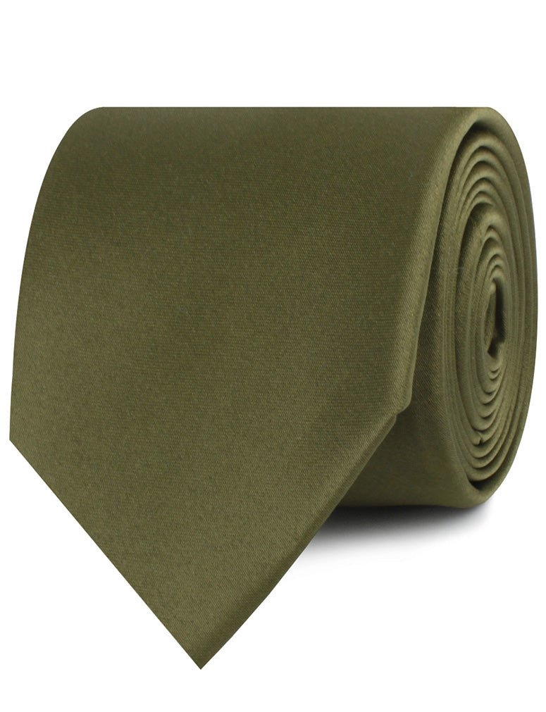 Olive Green Satin Neckties