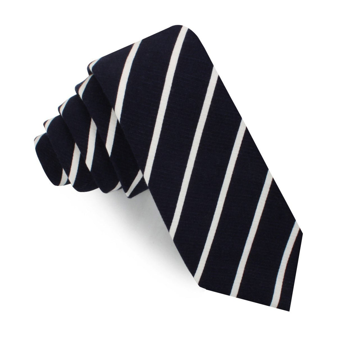 Onyx Black Pencil Striped Linen Skinny Tie