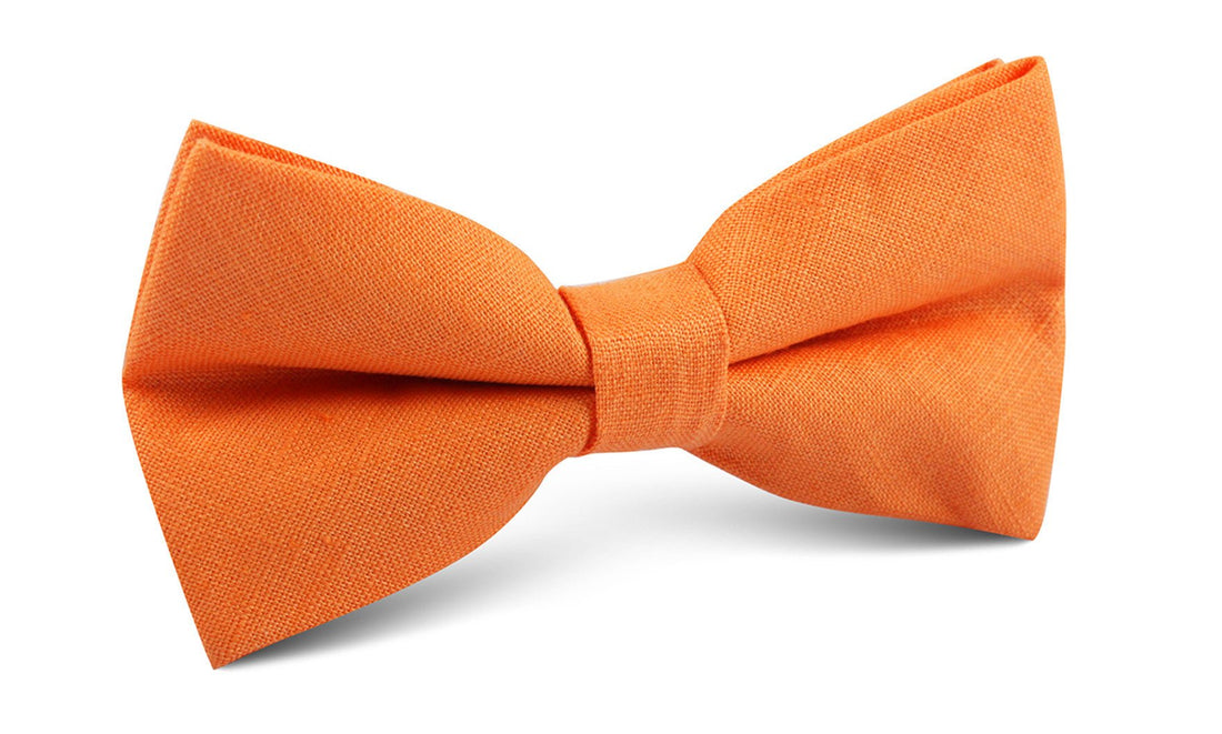 Orange Amber Slub Linen Bow Tie