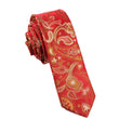 Paisley Maroon with Brown Skinny Tie