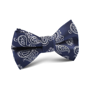 Paisley Navy Blue Kids Bow Tie