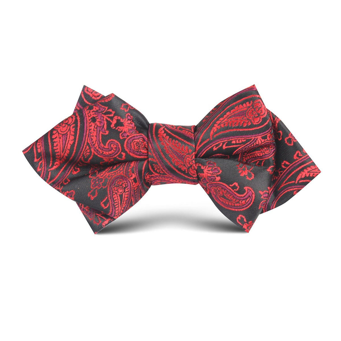 Paisley Red & Black Kids Diamond Bow Tie