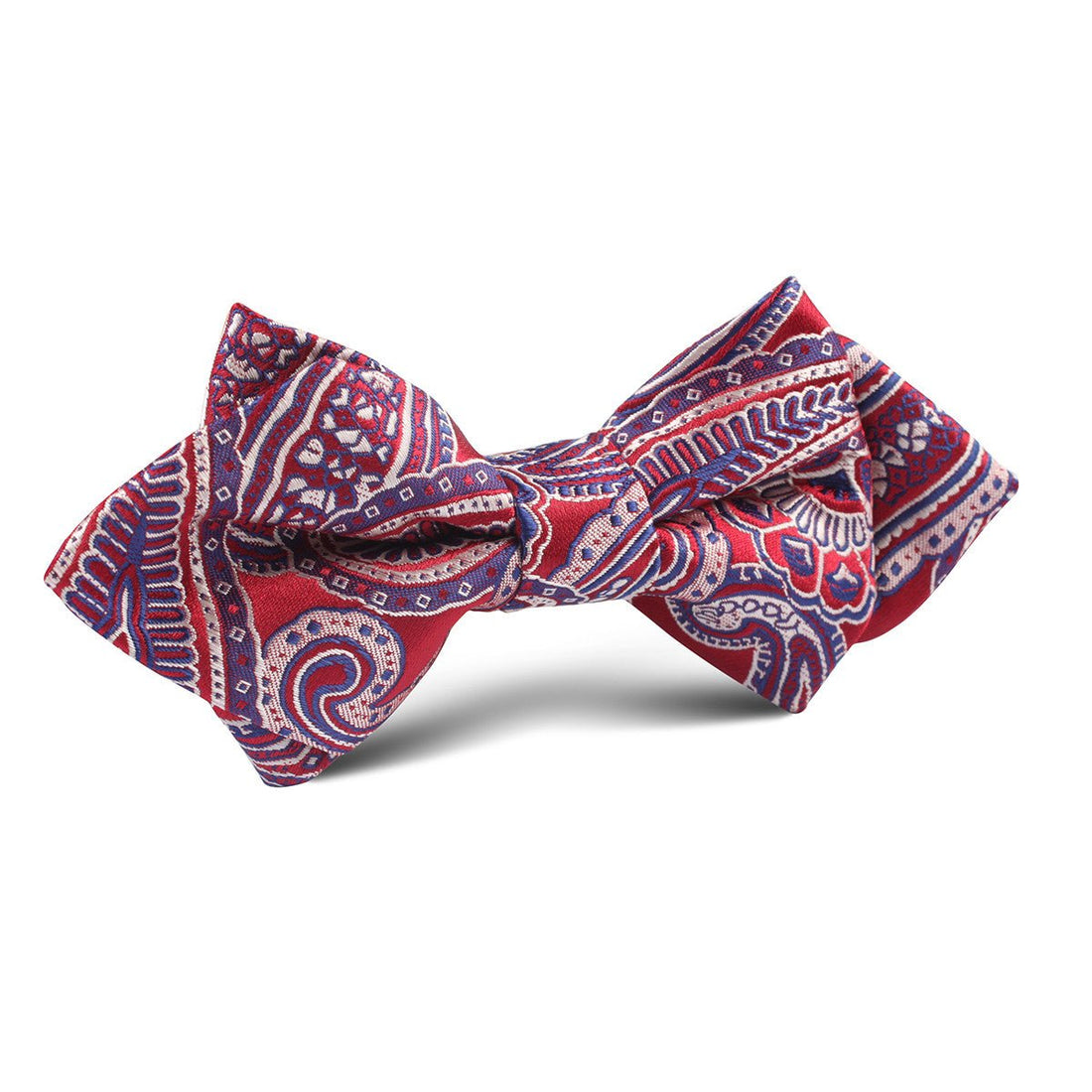 Paisley Red Diamond Bow Tie