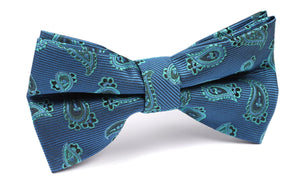 Paisley Sea Blue Bow Tie