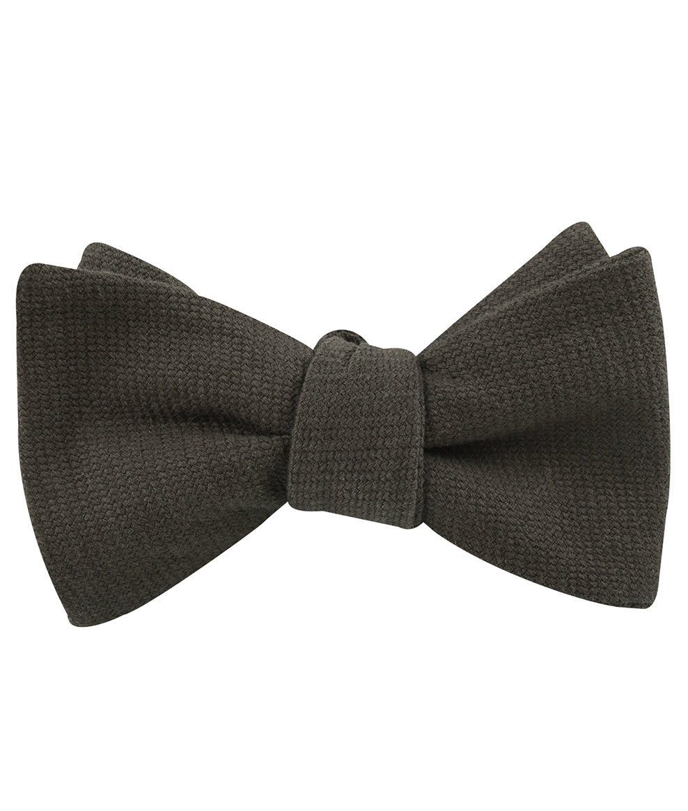 Paros Charcoal Linen Self Bow Tie folder up