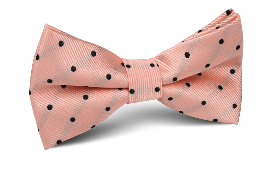 Peach on Black Polka Dots Bow Tie