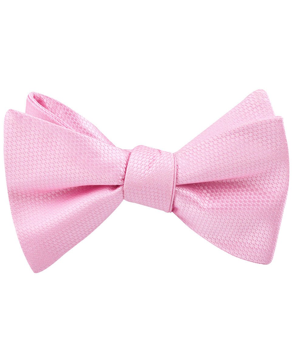 Peony Pink Basket Weave Self Tied Bow Tie