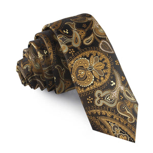 Persian Paisley Brown Skinny Tie