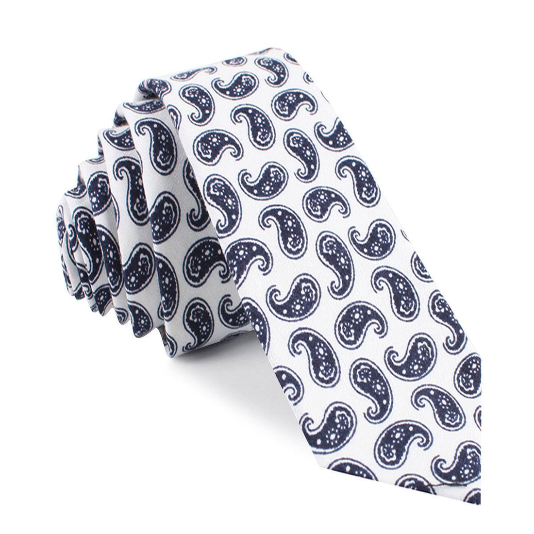 Picasso White on Blue Paisley Skinny Tie