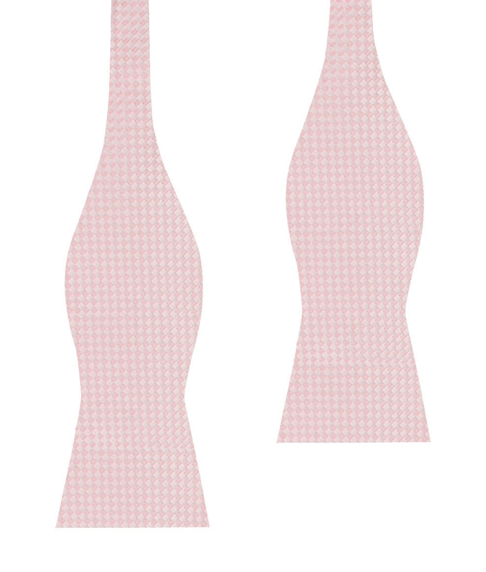 Pink Basket Weave Checkered Self Bow Tie