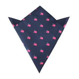 Pink Water Elephant Pocket Square