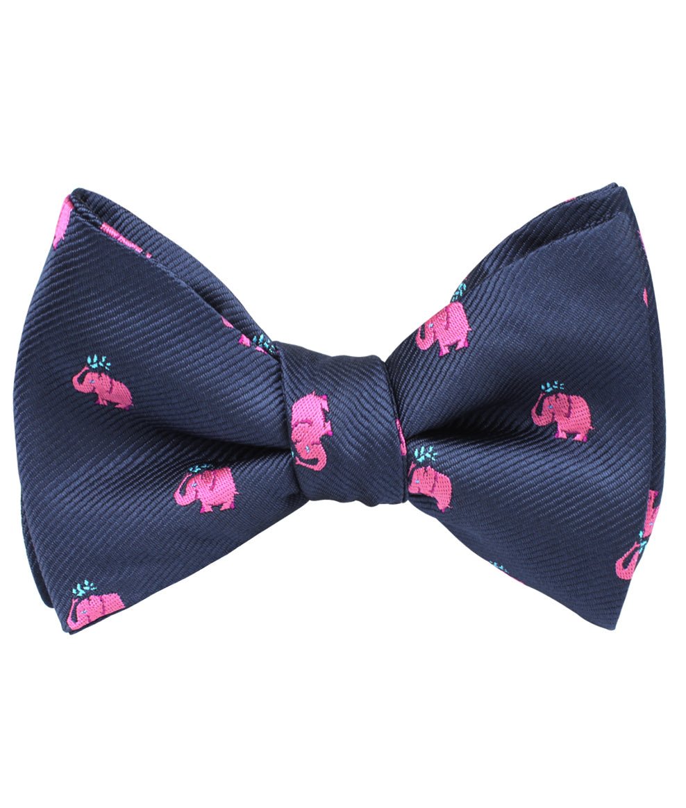 Pink Water Elephant Self Tie Bow Tie