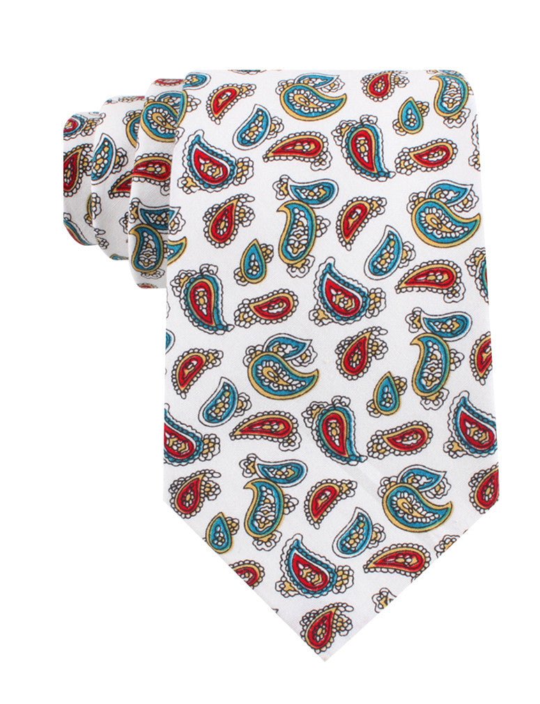 Ponte Vecchio White Paisley Tie