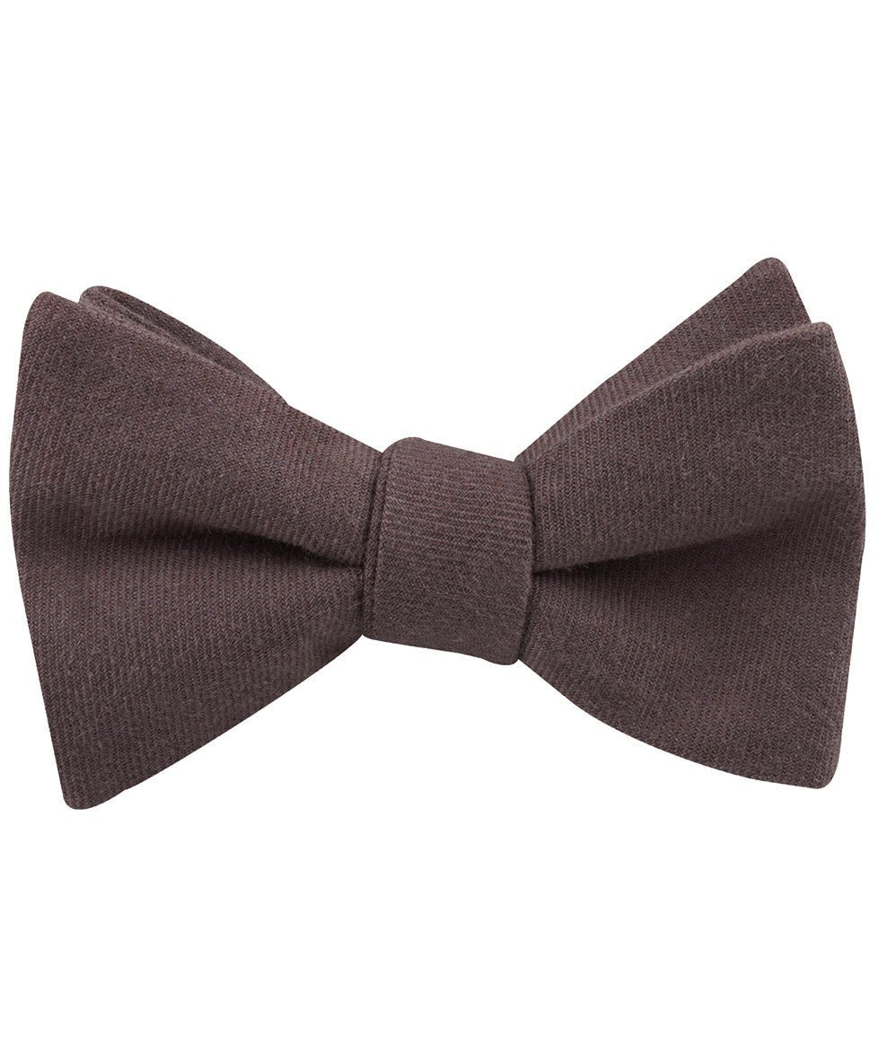 Portobello Grey Brown Linen Self Tied Bow Tie