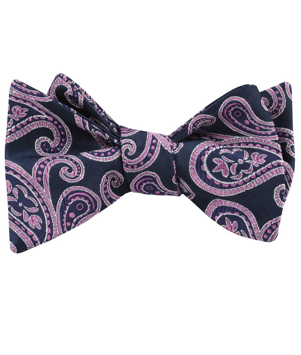 Qajar Dynasty Purple Paisley Self Tied Bow Tie