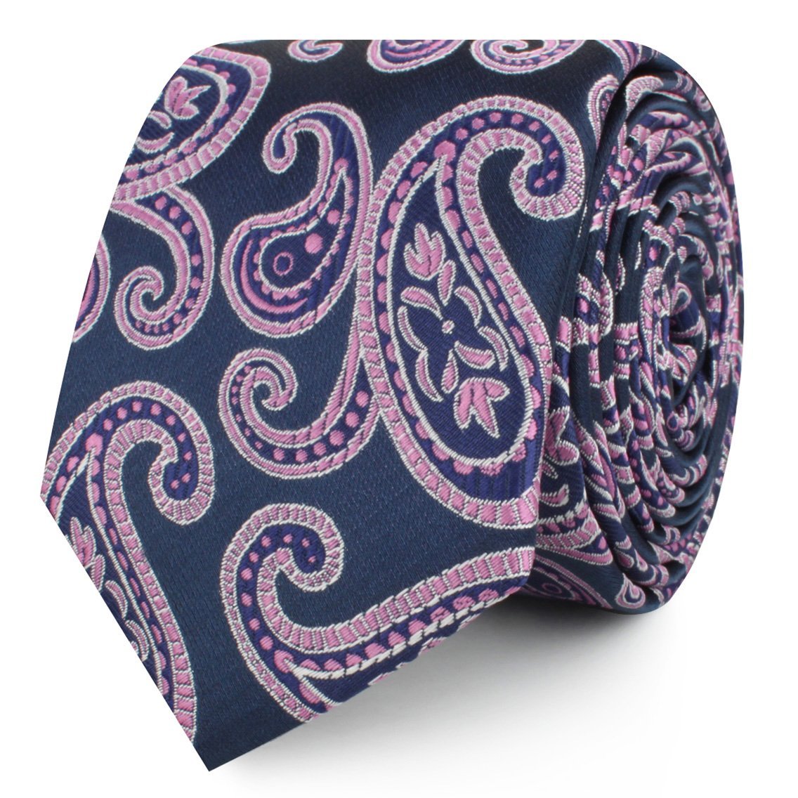 Qajar Dynasty Purple Paisley Skinny Ties