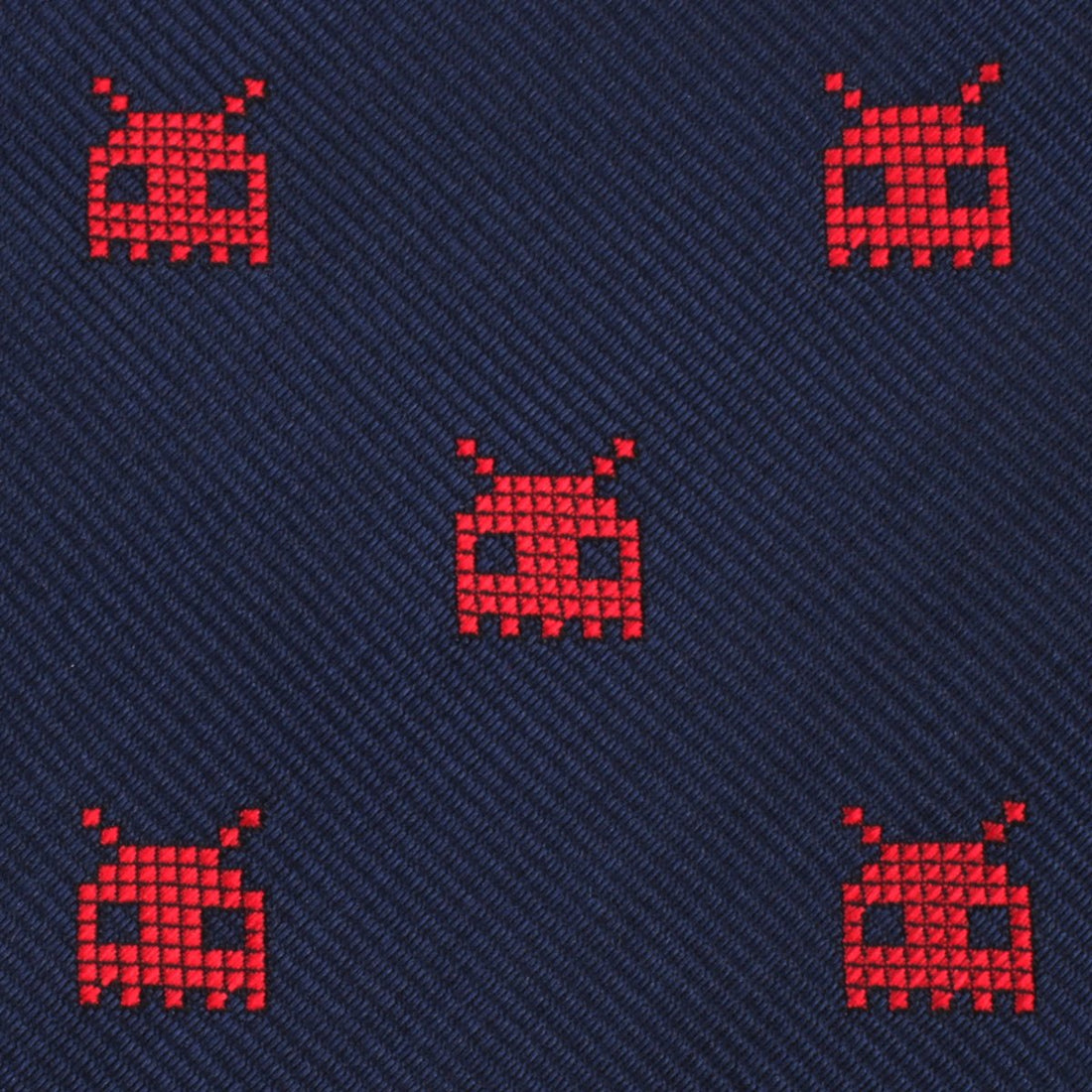 Red Pixel Monster Bow Tie Fabric