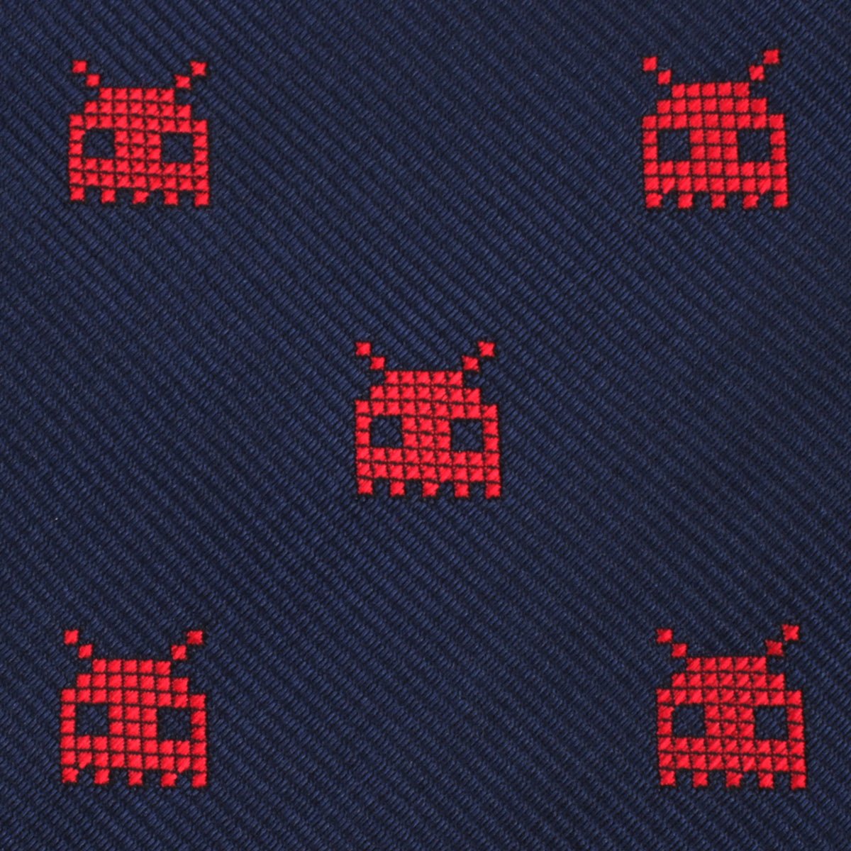 Red Pixel Monster Bow Tie Fabric