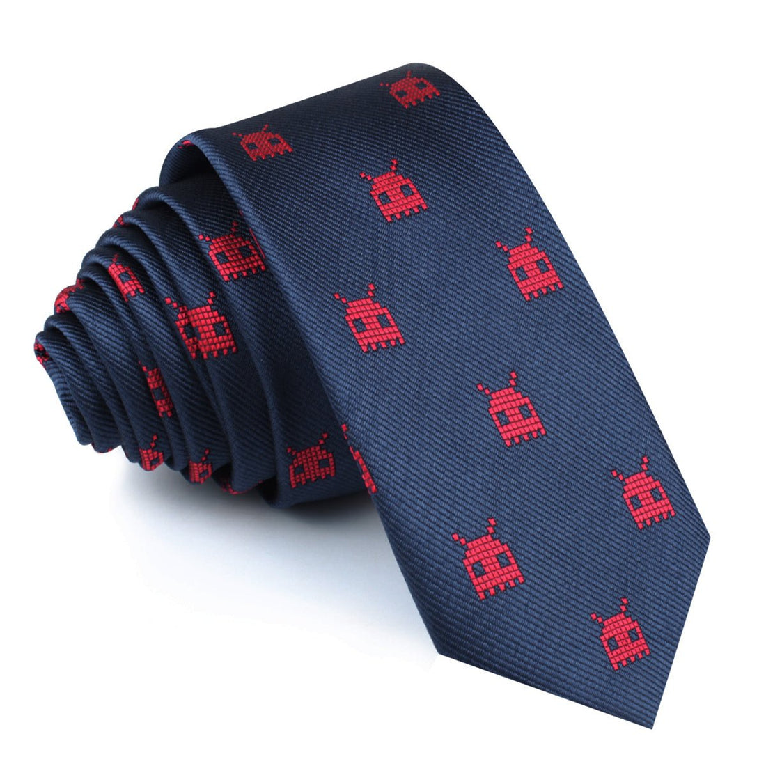 Red Pixel Monster Skinny Tie