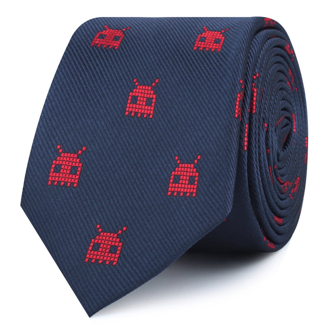 Red Pixel Monster Skinny Ties