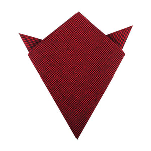 Red & Black Houndstooth Cotton Pocket Square