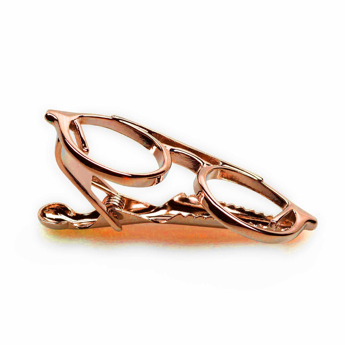 Rose Gold Glasses Mens Tie Bar