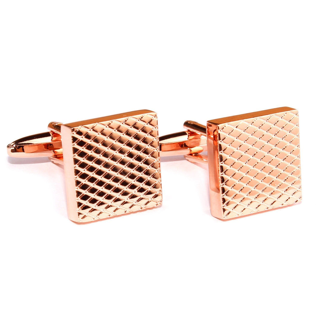 Rose Gold Grid Square Cufflinks Front OTAA