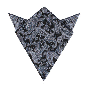 Ross Archipelago Black Paisley Pocket Square