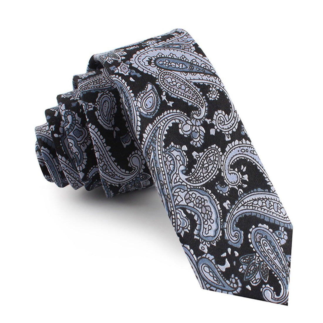 Ross Archipelago Black Paisley Skinny Tie