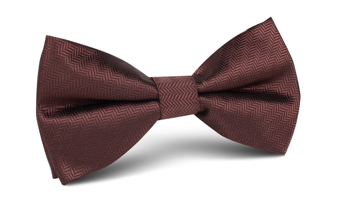 Russet Brown Herringbone Bow Tie