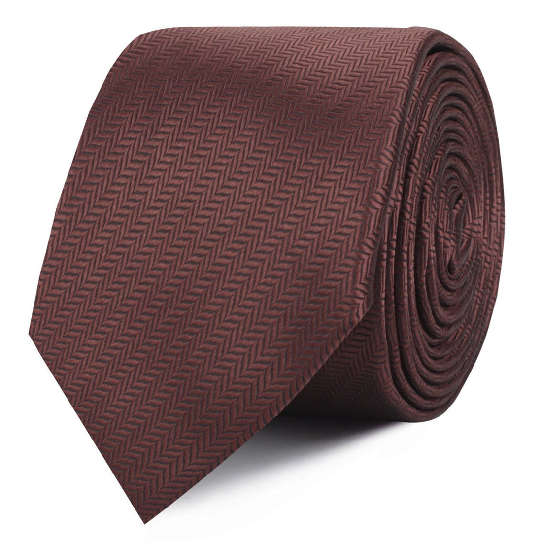 Russet Brown Herringbone Skinny Ties