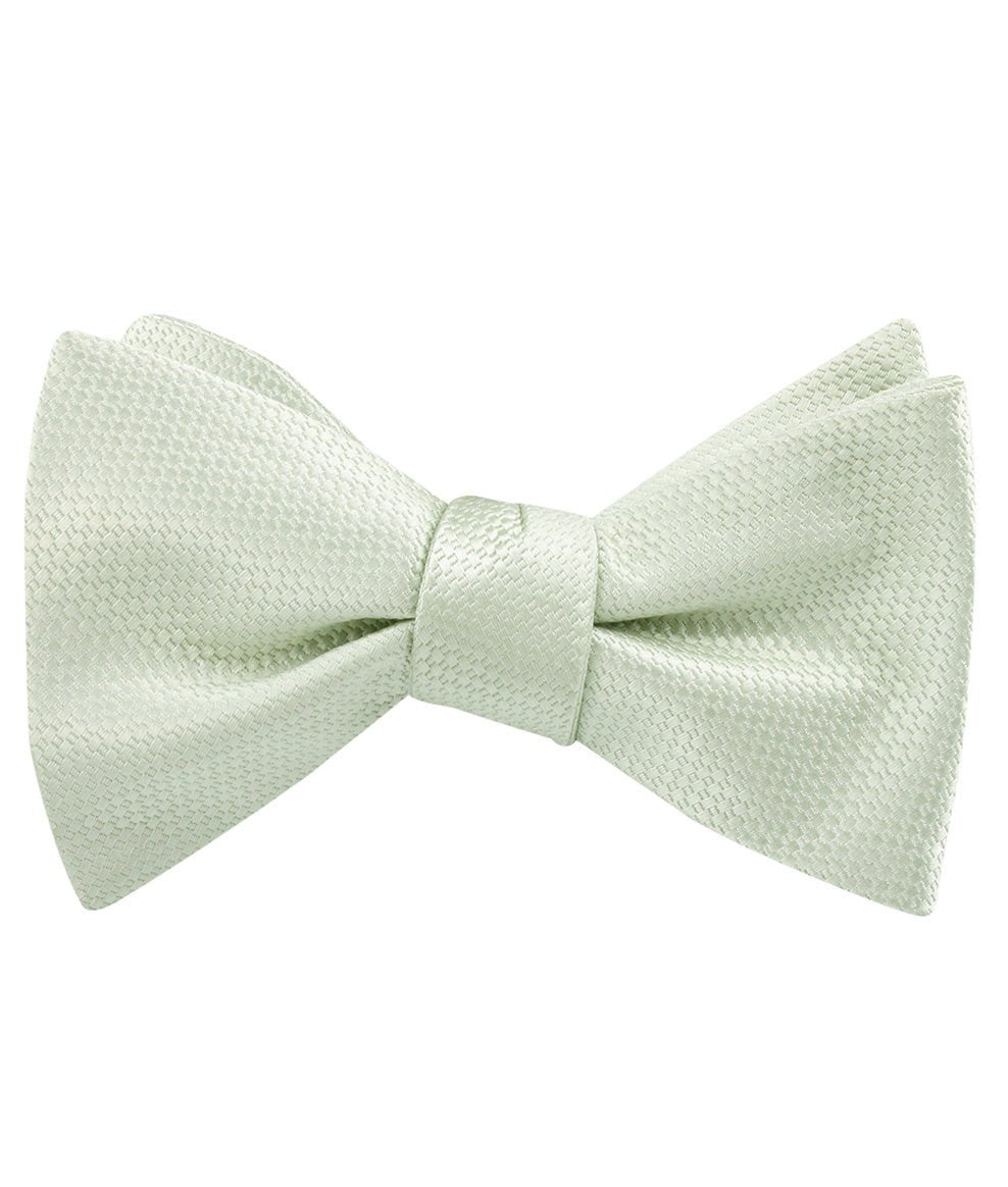 Sage Green Basket Weave Self Tied Bow Tie