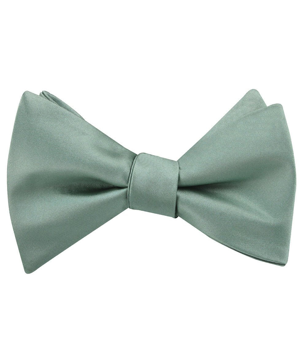 Sage Green Satin Self Tied Bow Tie