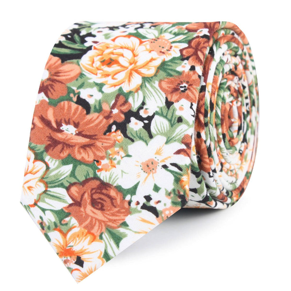 San Pietro Orange Floral Slim Tie