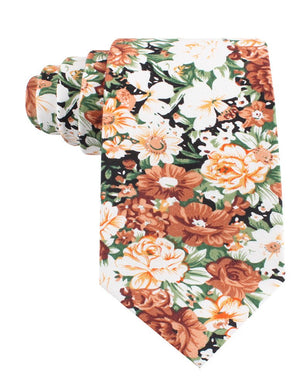 San Pietro Orange Floral Tie