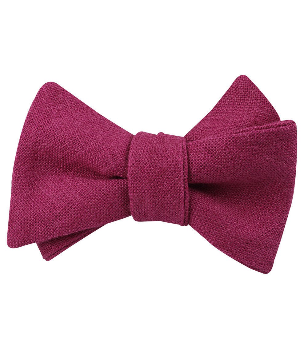 Sangria Slub Linen Self Tie Bow Tie