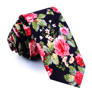 Santorini Pink Roses Skinny Tie