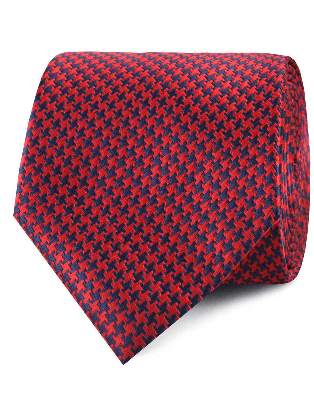 Scarlet Red Houndstooth Necktie