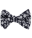 Seoul Forest Dark Navy Floral Self Bow Tie Folded Up