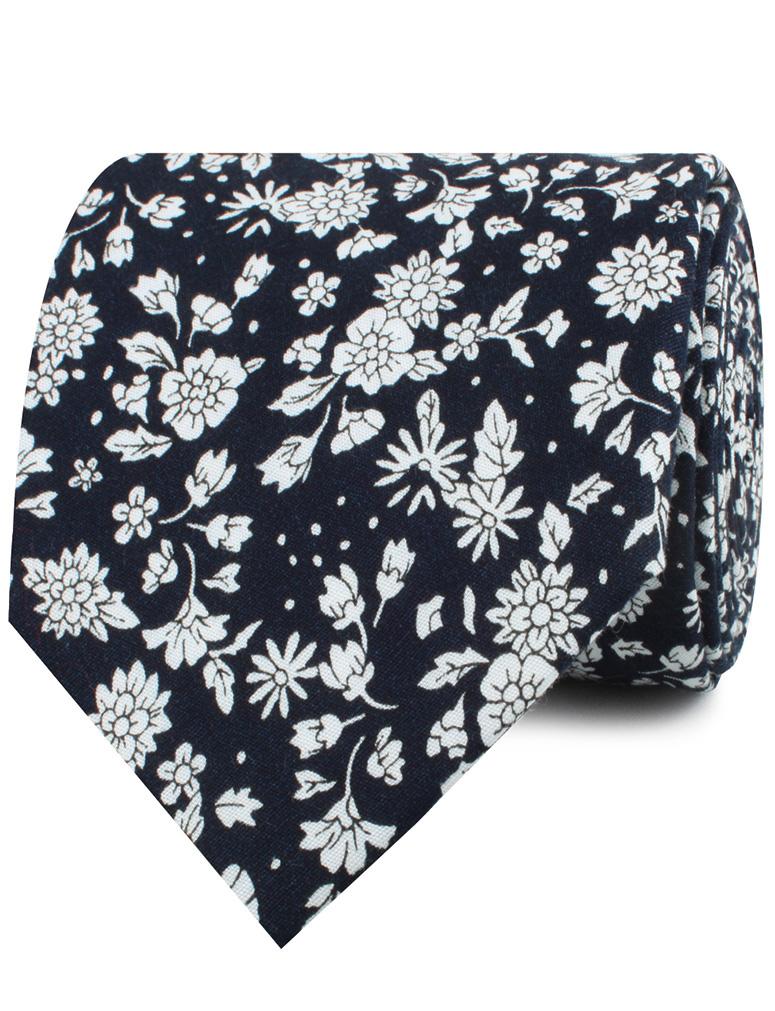 Seoul Forest Dark Navy Floral Necktie