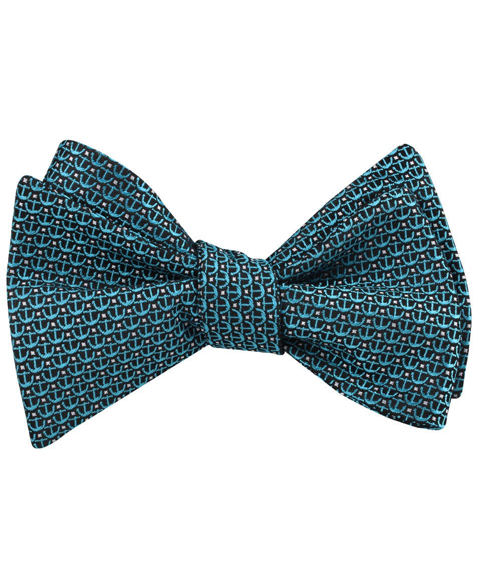 Seychelles Teal Anchor Self Tied Bow Tie