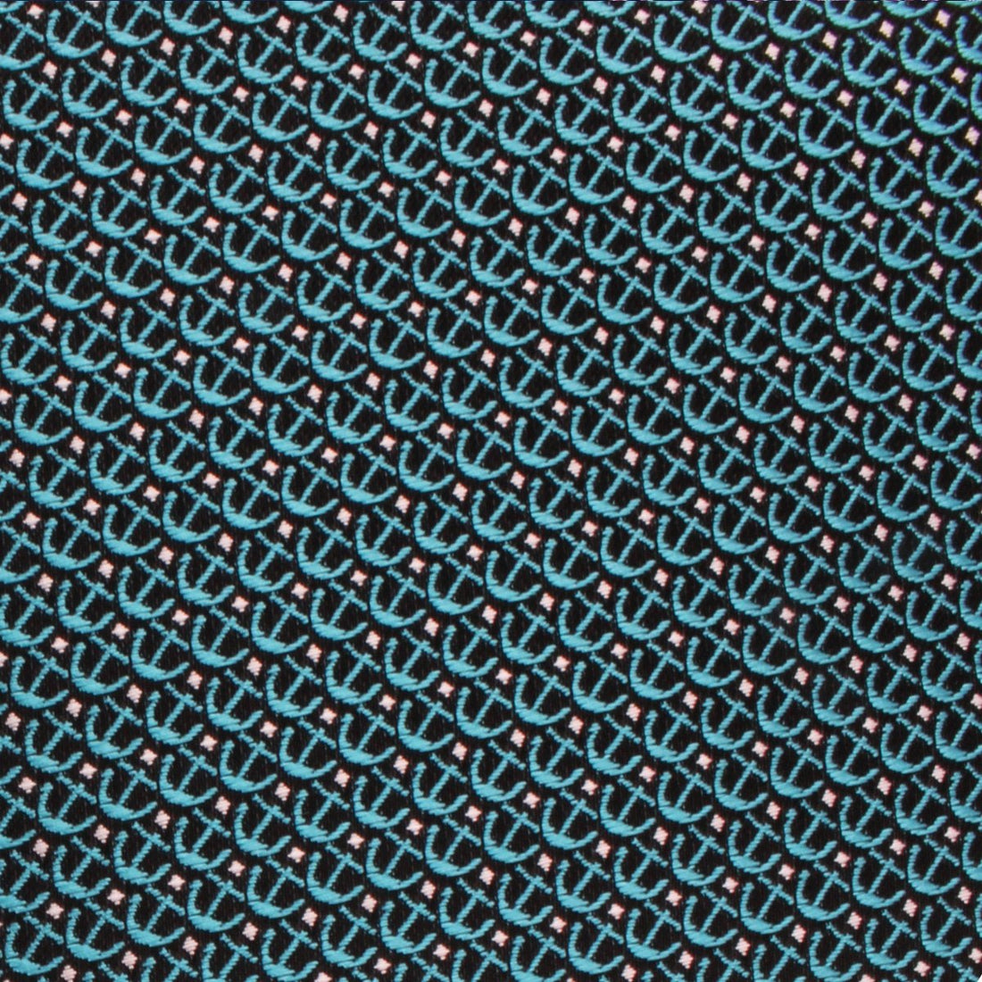 Seychelles Teal Anchor Skinny Tie Fabric