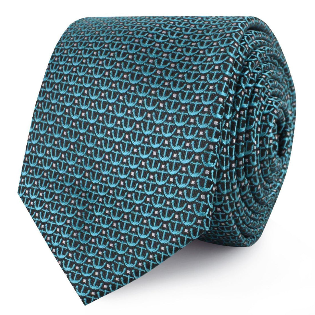 Seychelles Teal Anchor Skinny Ties