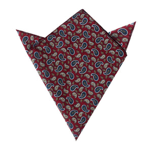 Shah of Iran Burgundy Paisley Pocket Square